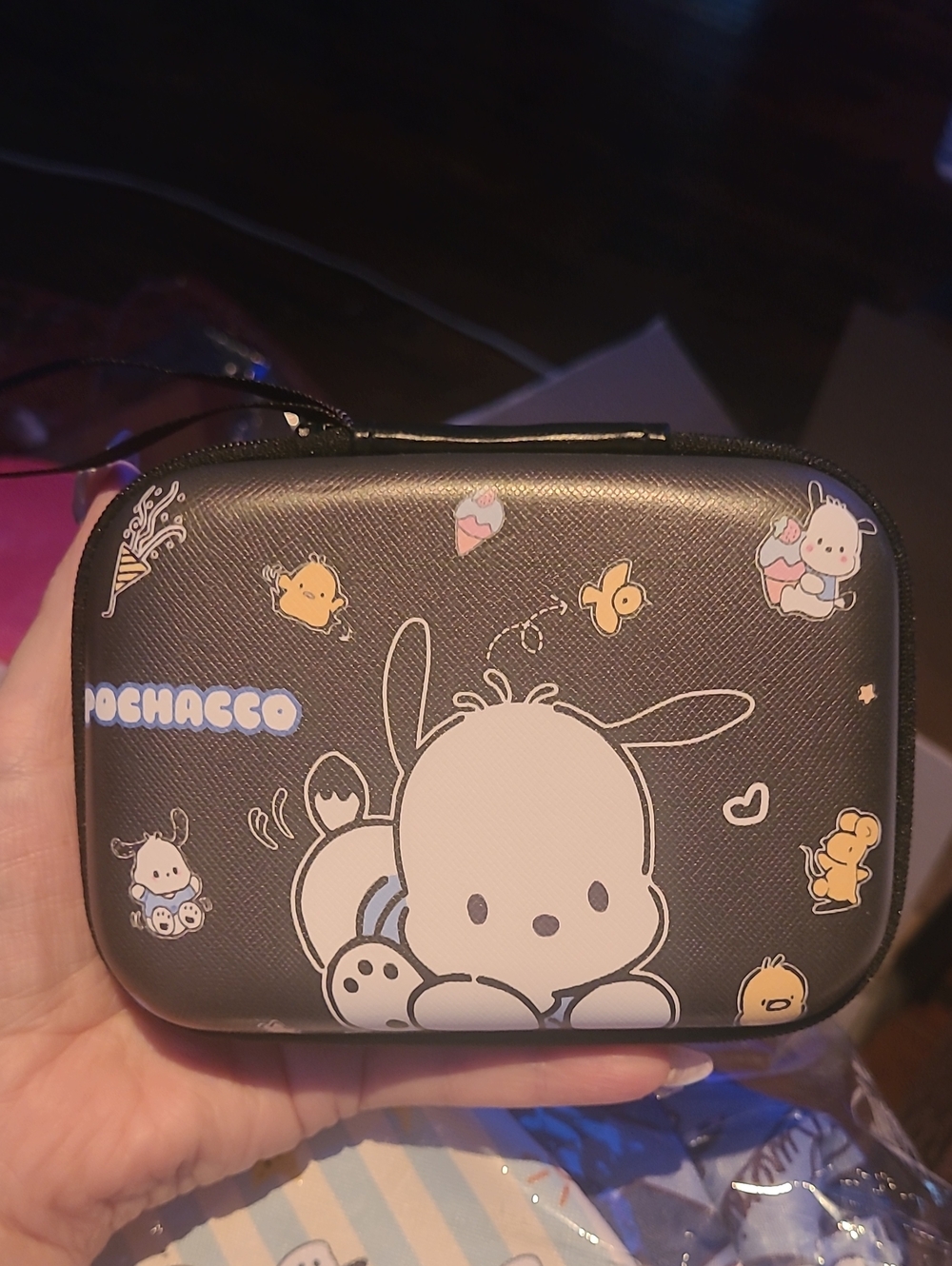 Pochacco Black Cartoon Zip Tech Case